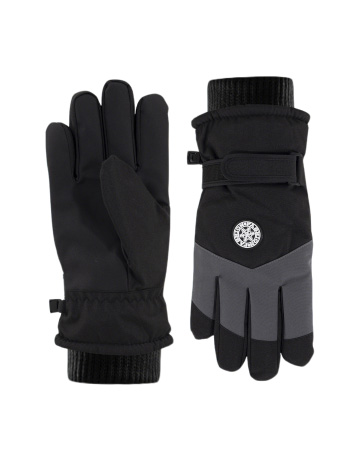 Black winter gloves with gray accents