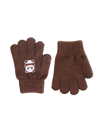 Custom gloves | Brown kids' gloves with panda design