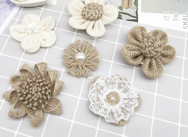 A collection of handmade fabric flowers