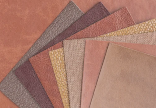 Various leather texture samples in earthy tones