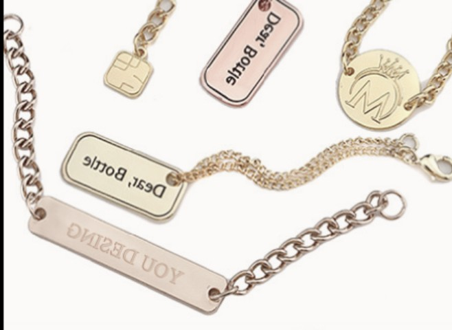 A collection of personalized metal lable