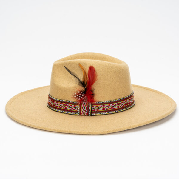 Flat Wide brimmed Felt Hat, Fashionable Woolen Top Hats - Image 2