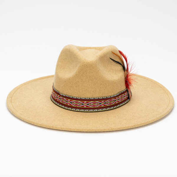 Flat Wide brimmed Felt Hat, Fashionable Woolen Top Hats - Image 3