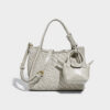 Light grey woven PU crossbody tote, medium size