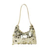 Gold sequin evening underarm bag, front view