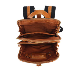 Inside view showing laptop sleeve, zipper compartment, and card/phone pockets