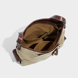 Interior view of matte PU handbag with polyester lining and inner zipper compartment
