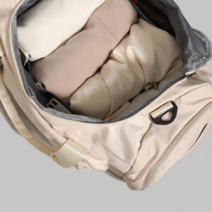 Interior view of duffle showing spacious main compartment for clothing