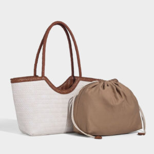 Woven tote with matching drawstring pouch, wholesale set