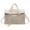 large capacity canvas tote bag in beige with contrast hem, zipper top, handheld straps
