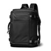 Expandable nylon travel backpack with shoe compartment, black