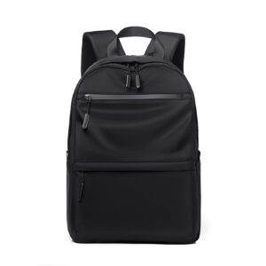 Black student backpack for high school with laptop sleeve and zipper closure