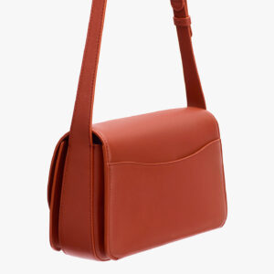 Back view of terracotta women's shoulder purse showcasing clean design and shape