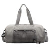 Light gray custom gym duffel bag with wet dry separation and zipper closure for travel and sports