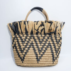 Natural colorway of large woven tote showing body and handle wrap.