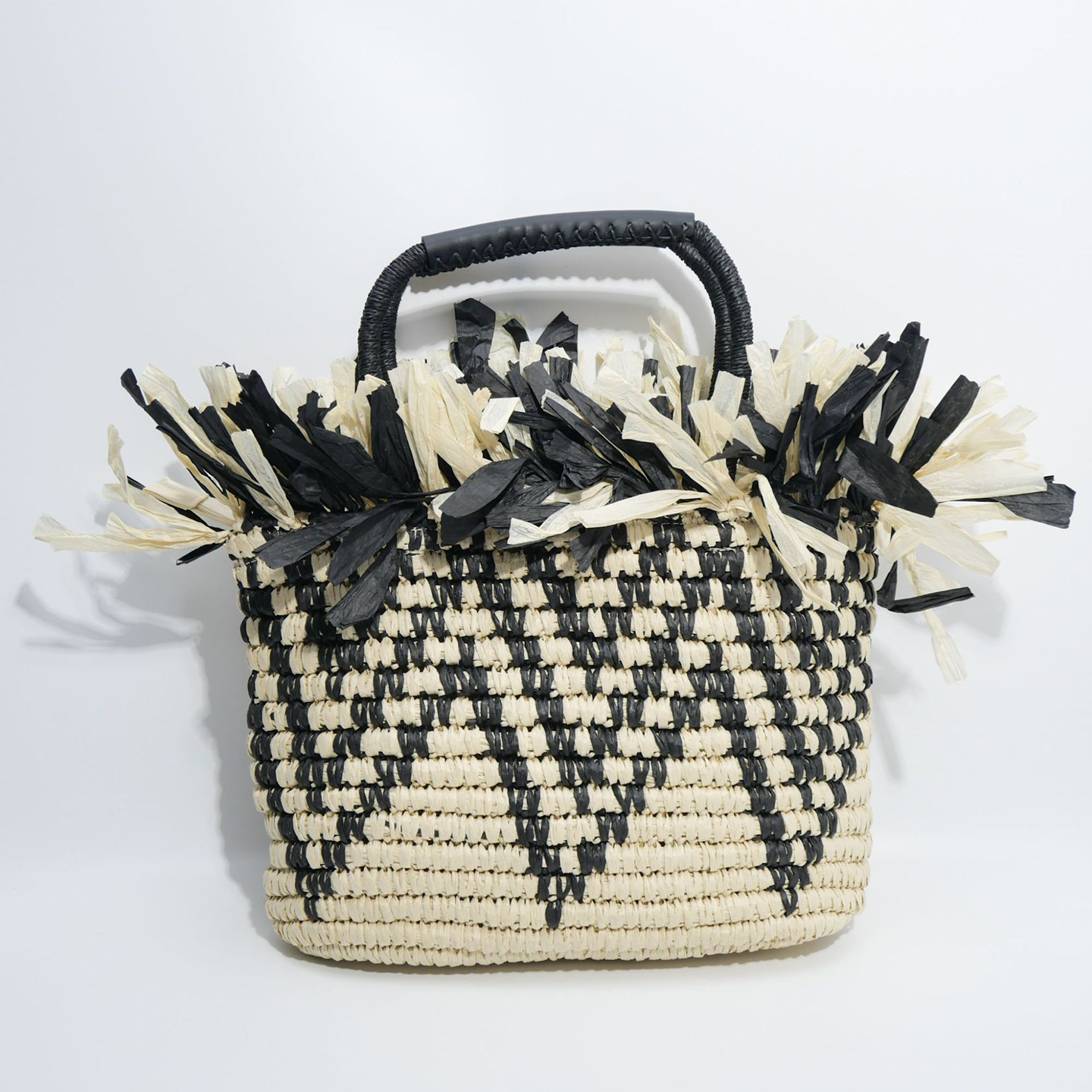 Close-up of handle and zipper on the beach shoulder bag for women.