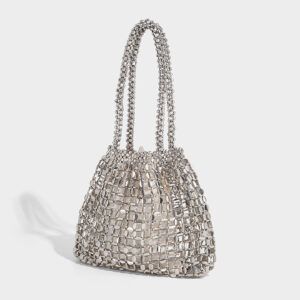Right side perspective of beaded shoulder bag for women