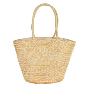 Side view of large woven bag without embroidery