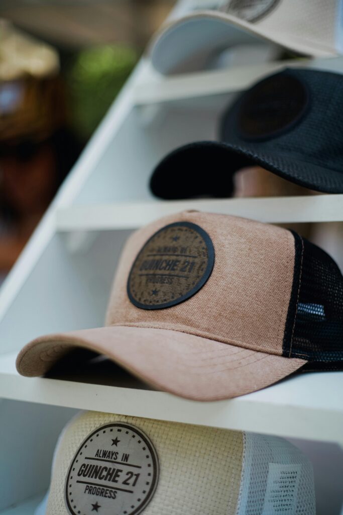 Assortment of trucker hat styles and trims for wholesale trucker hat orders